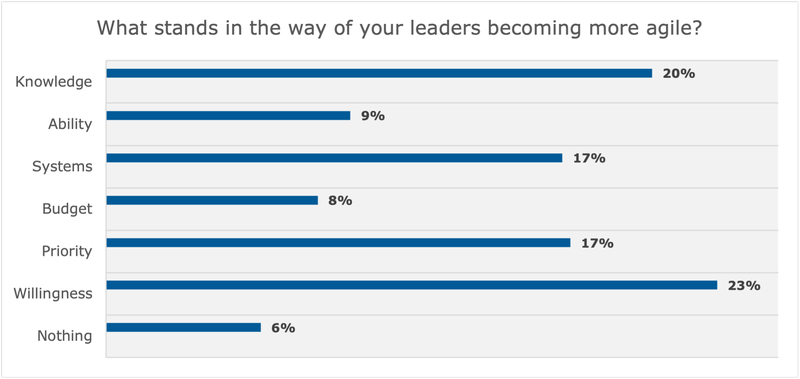 Infographic showing the obstacles prevent leadership from becoming agile