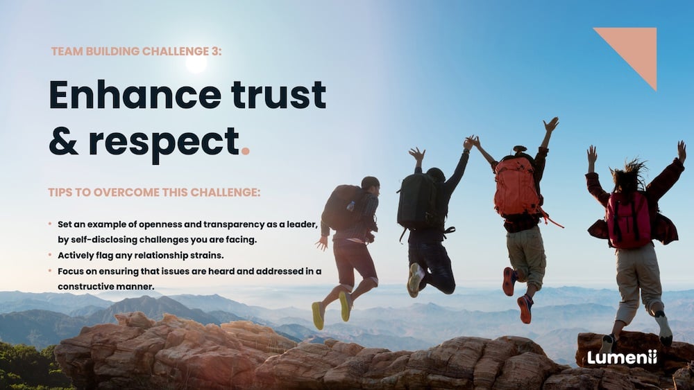 Infographic showing HR managers that enhanced trust and respect creates a high performing team