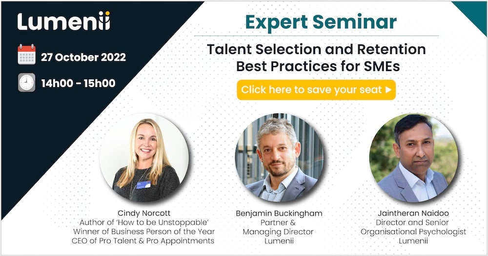 speakers at the talent selection and retention seminar hosted by Lumenii talent management